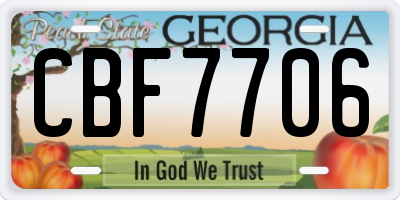 GA license plate CBF7706