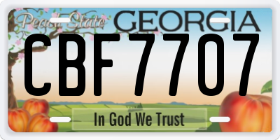 GA license plate CBF7707