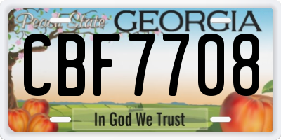 GA license plate CBF7708