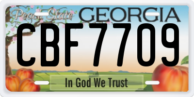 GA license plate CBF7709