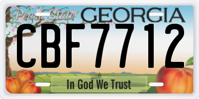 GA license plate CBF7712