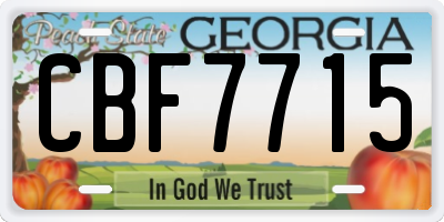 GA license plate CBF7715
