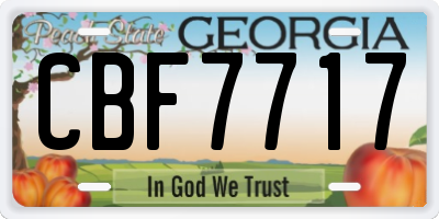 GA license plate CBF7717