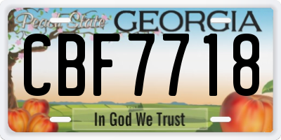 GA license plate CBF7718