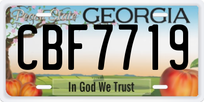 GA license plate CBF7719