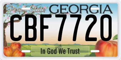 GA license plate CBF7720