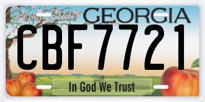 GA license plate CBF7721
