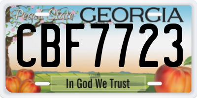 GA license plate CBF7723