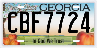 GA license plate CBF7724