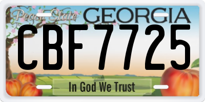GA license plate CBF7725