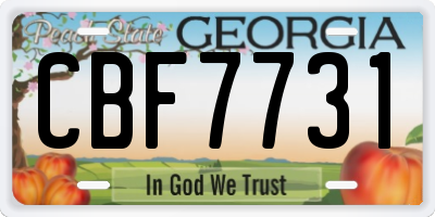 GA license plate CBF7731