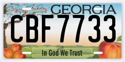 GA license plate CBF7733