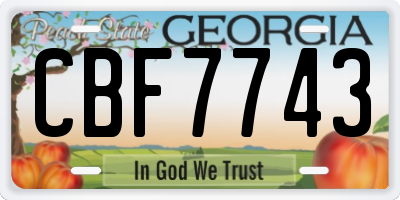 GA license plate CBF7743