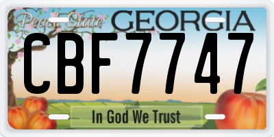 GA license plate CBF7747