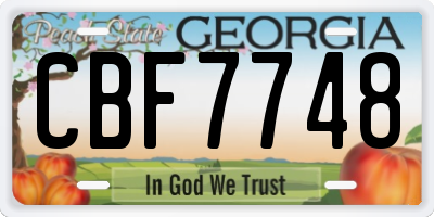 GA license plate CBF7748