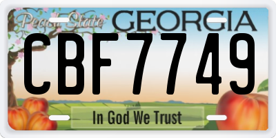 GA license plate CBF7749