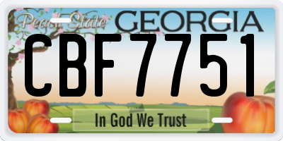 GA license plate CBF7751