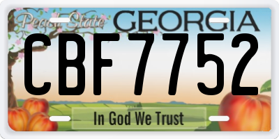 GA license plate CBF7752