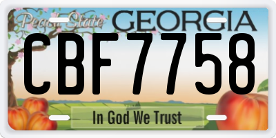 GA license plate CBF7758