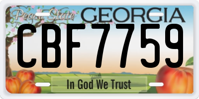 GA license plate CBF7759