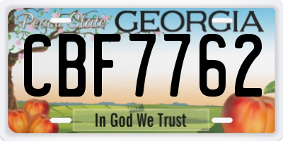 GA license plate CBF7762
