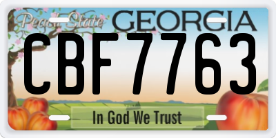 GA license plate CBF7763
