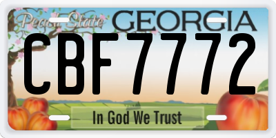 GA license plate CBF7772