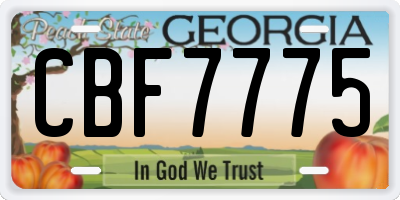 GA license plate CBF7775