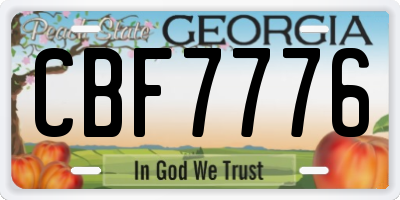 GA license plate CBF7776