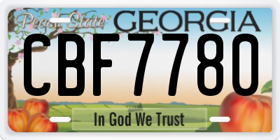 GA license plate CBF7780