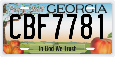 GA license plate CBF7781