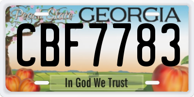 GA license plate CBF7783
