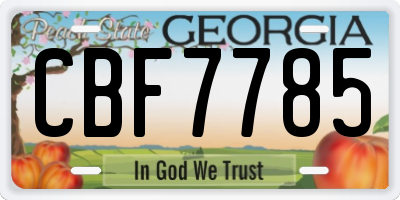 GA license plate CBF7785