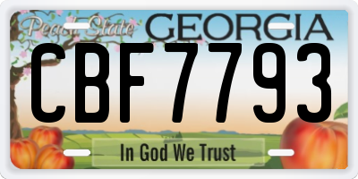 GA license plate CBF7793