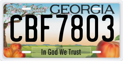 GA license plate CBF7803