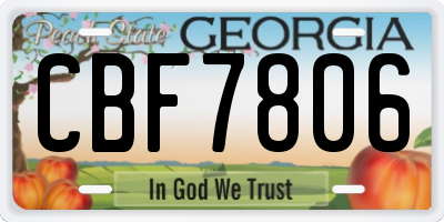 GA license plate CBF7806
