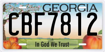 GA license plate CBF7812