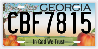 GA license plate CBF7815