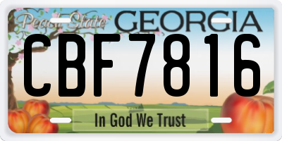GA license plate CBF7816