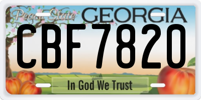 GA license plate CBF7820