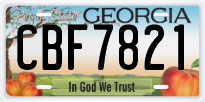 GA license plate CBF7821
