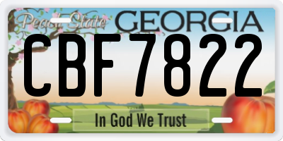 GA license plate CBF7822