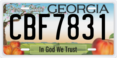 GA license plate CBF7831