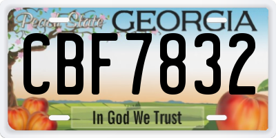 GA license plate CBF7832