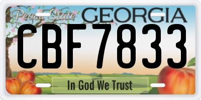 GA license plate CBF7833