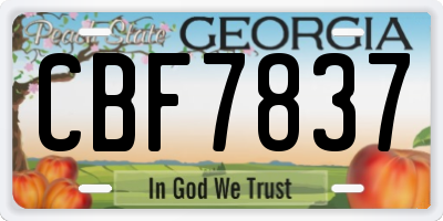 GA license plate CBF7837