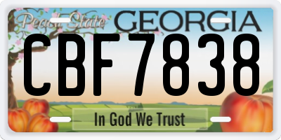 GA license plate CBF7838