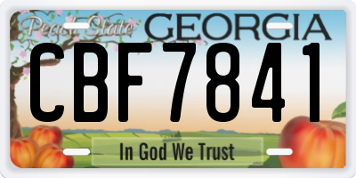 GA license plate CBF7841