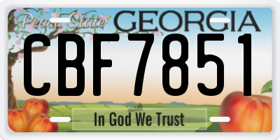 GA license plate CBF7851