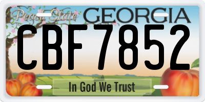 GA license plate CBF7852